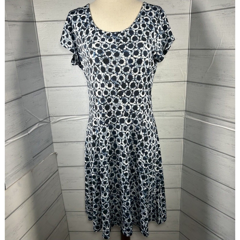Michael Kors Womens Shift Dress Short Sleeve Polyester Navy Blue Size Medium $99